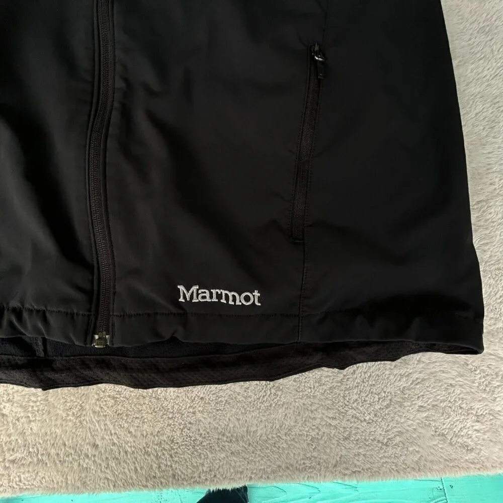 Marmot Approach Vest Black Soft Shell Mens Size L Water Repellent, "CYBEX" logo - Picture 2 of 10